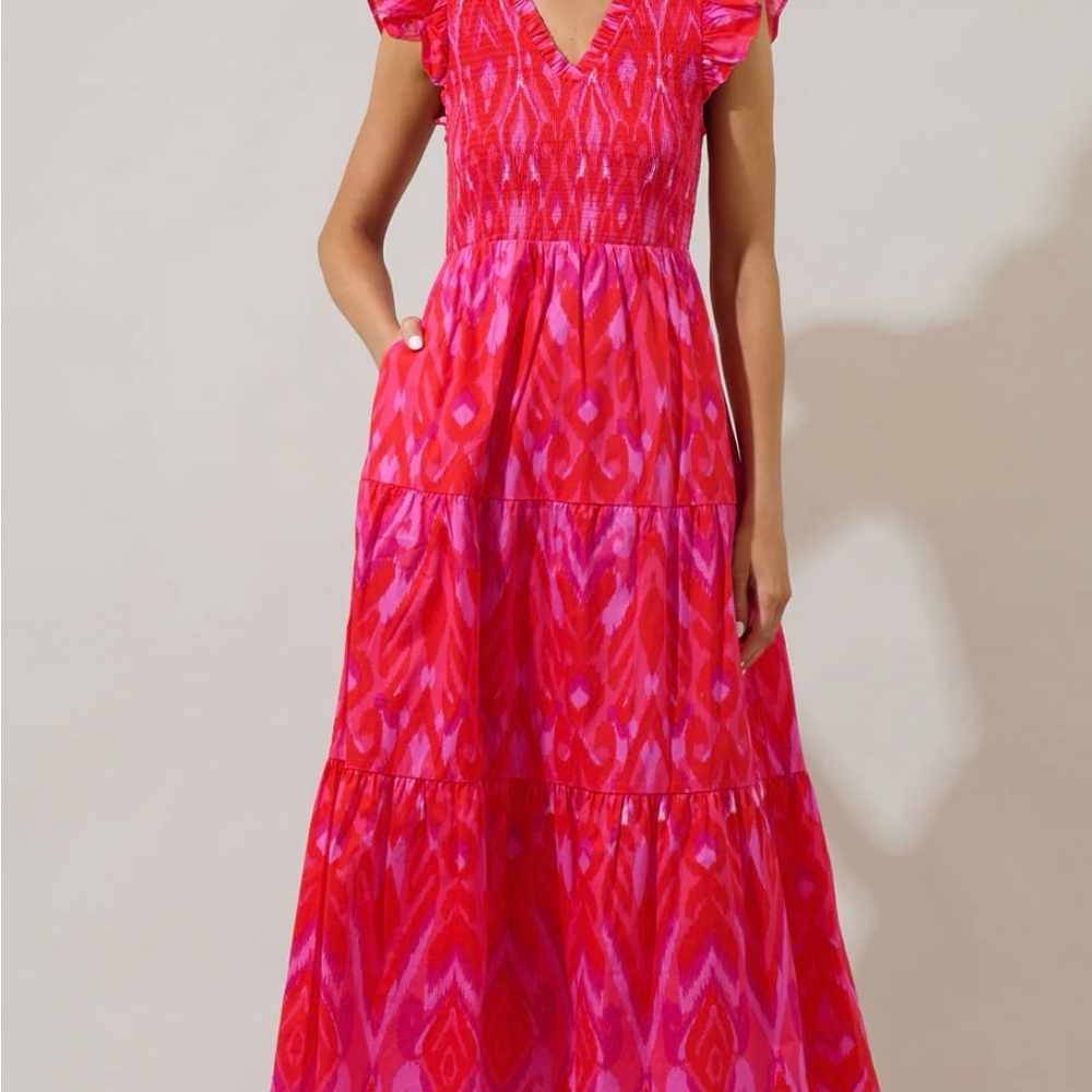 Pink Patterned Sugarlips Midi Dress—